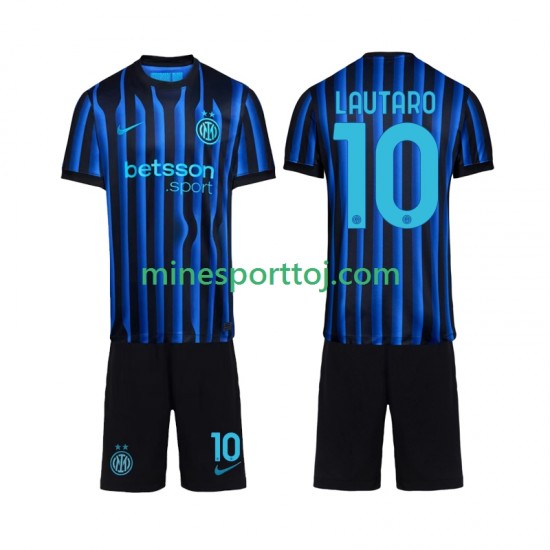 Inter Milan Lautaro Martinez 10 Børne Hjemmebane Fodboldtrøje 2025-2026 Lange Ærmer