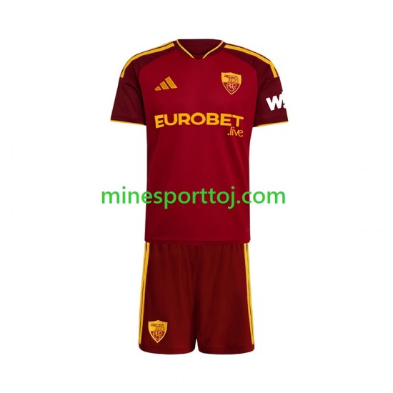 AS Roma Børne Hjemmebane Fodboldtrøje 2026-2027 Lange Ærmer