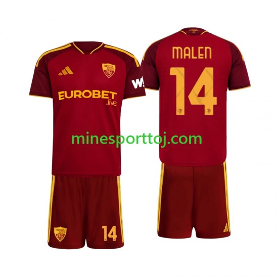 AS Roma Donyell Malen 14 Børne Hjemmebane Fodboldtrøje 2026-2027 Lange Ærmer