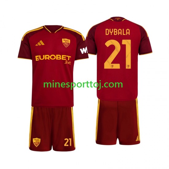 AS Roma Paulo Dybala 21 Børne Hjemmebane Fodboldtrøje 2026-2027 Lange Ærmer