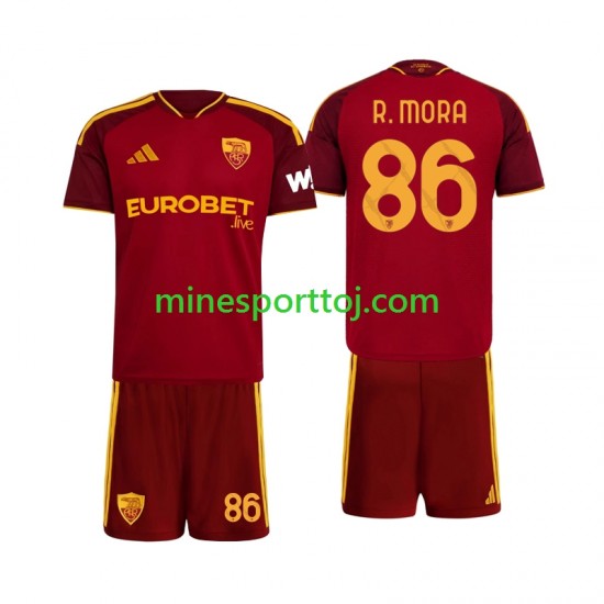 AS Roma Rodrigo Mora 86 Børne Hjemmebane Fodboldtrøje 2026-2027 Lange Ærmer