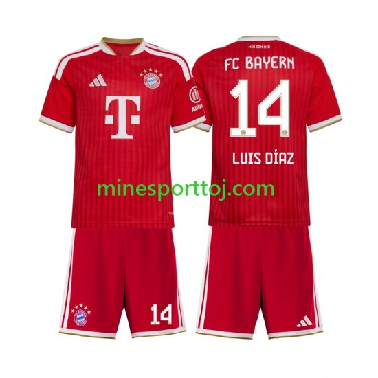FC Bayern München Luis Diaz 14 Børne Hjemmebane Fodboldtrøje 2026-2027 Lange Ærmer