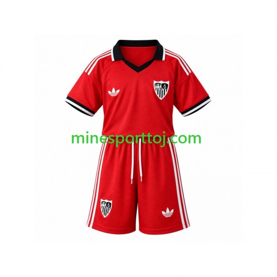 Sevilla FC Børne Retro Hjemmebane Fodboldtrøje 2026-2027 Lange Ærmer