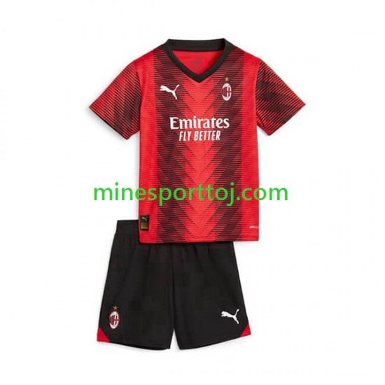 AC Milan Børne Hjemmebane Fodboldtrøje 2023-2024 Lange Ærmer