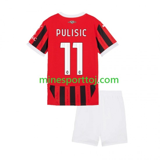 AC Milan Christian Pulisic 11 Børne Hjemmebane Fodboldtrøje 2024-2025 Lange Ærmer