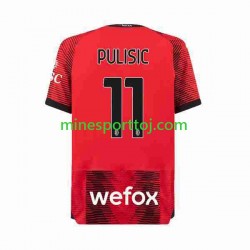 AC Milan Christian Pulisic 11 Herre Hjemmebane Fodboldtrøje 2023-2024 Lange Ærmer