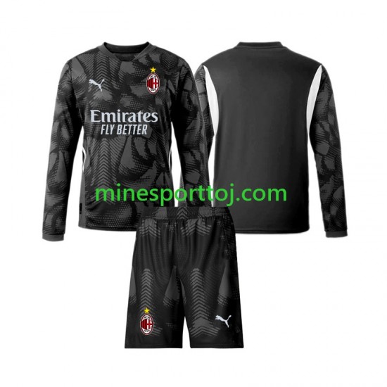 AC Milan Målmand Børne Hjemmebane Sort Fodboldtrøje 2024-2025 med Korte Ærmer AC Milan Målmand Børne Hjemmebane Sort Fodboldtrøje 2024-2025 med Korte Ærmer