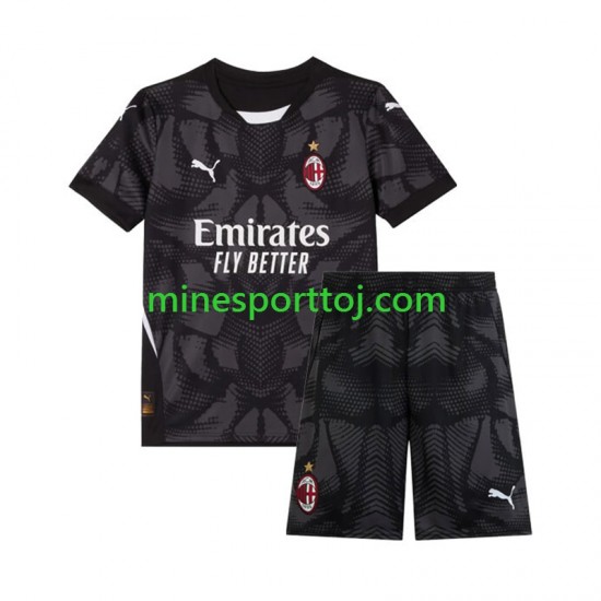 AC Milan Målmand Børne Hjemmebane Sort Fodboldtrøje 2024-2025 Lange Ærmer