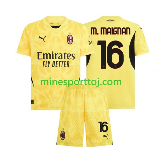 AC Milan Målmand Mike Maignan 16 Børne Udebane Fodboldtrøje 2024-2025 Lange Ærmer
