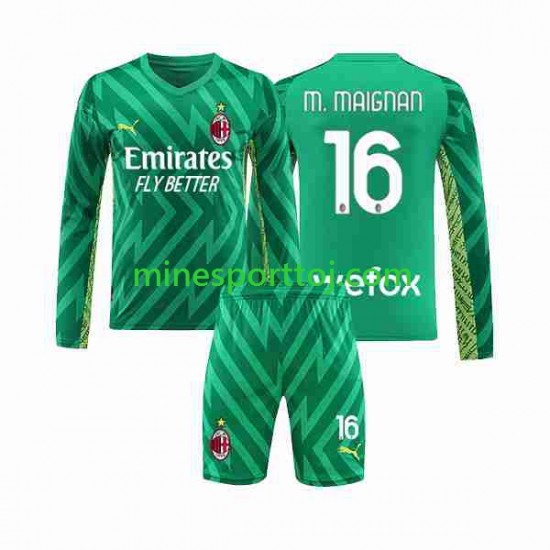 AC Milan Målmand Mike Maignan 16 Børne Hjemmebane Fodboldtrøje 2023-2024 med Korte Ærmer