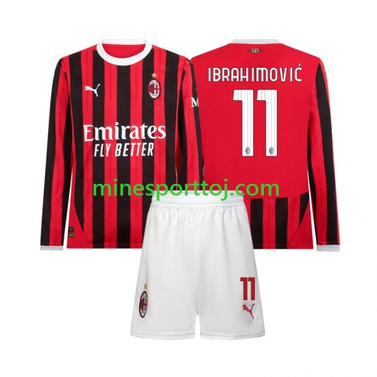 AC Milan Ibrahimovic 11 Børne Hjemmebane Fodboldtrøje 2024-2025 med Korte Ærmer