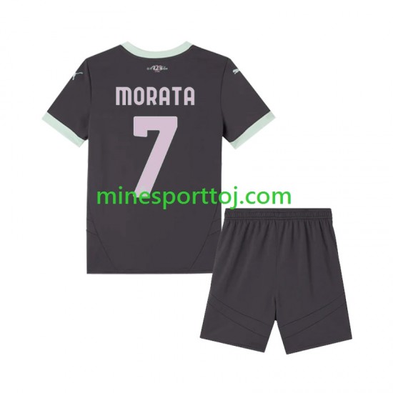 AC Milan Morata 7 Børne Tredje Fodboldtrøje 2024-2025 Lange Ærmer