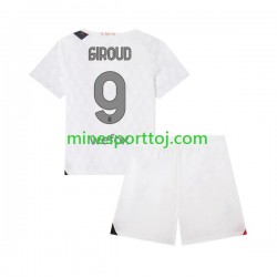 AC Milan Olivier Giroud 9 Børne Udebane Fodboldtrøje 2023-2024 Lange Ærmer
