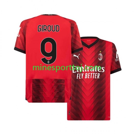 AC Milan Olivier Giroud 9 Herre Hjemmebane Fodboldtrøje 2023-2024 Lange Ærmer