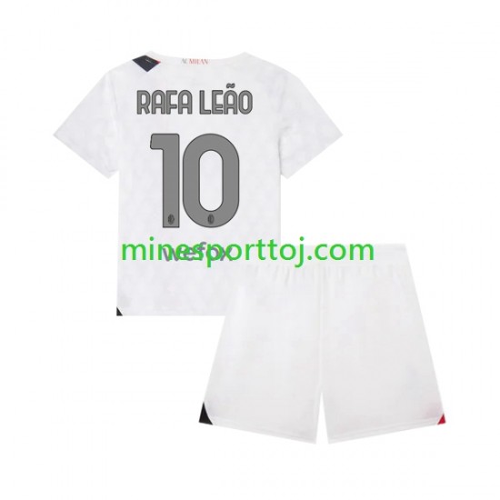 AC Milan Rafael Leao 10 Børne Udebane Fodboldtrøje 2023-2024 Lange Ærmer