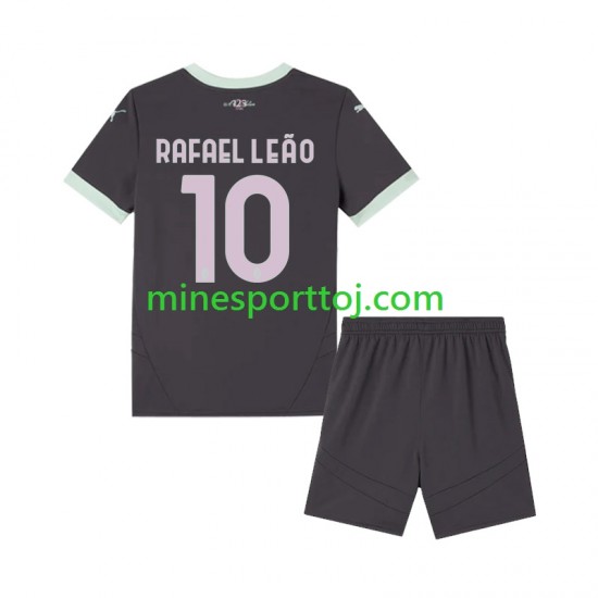 AC Milan Rafael Leao 10 Børne Tredje Fodboldtrøje 2024-2025 Lange Ærmer