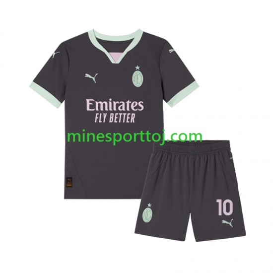 AC Milan Rafael Leao 10 Børne Tredje Fodboldtrøje 2024-2025 Lange Ærmer