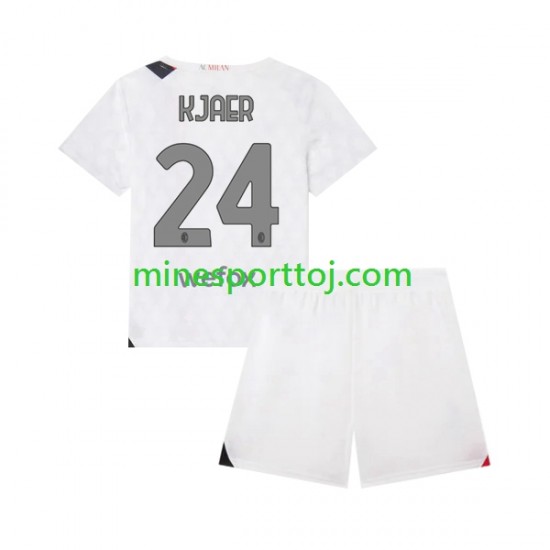 AC Milan Simon Kjaer 24 Børne Udebane Fodboldtrøje 2023-2024 Lange Ærmer