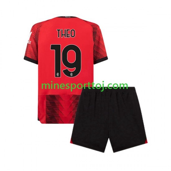 AC Milan Theo Hernandez 19 Børne Hjemmebane Fodboldtrøje 2023-2024 Lange Ærmer