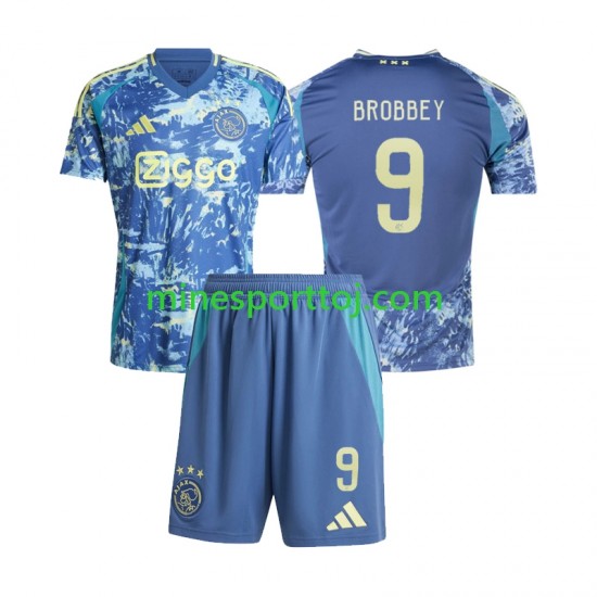 AFC Ajax Brian Brobbey 9 Børne Udebane Fodboldtrøje 2024-2025 Lange Ærmer