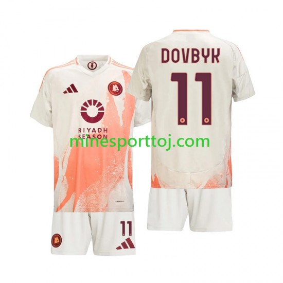 AS Roma Artem Dovbyk 11 Børne Udebane Fodboldtrøje 2024-2025 Lange Ærmer