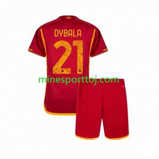 AS Roma Paulo Dybala 21 Børne Hjemmebane Fodboldtrøje 2023-2024 Lange Ærmer