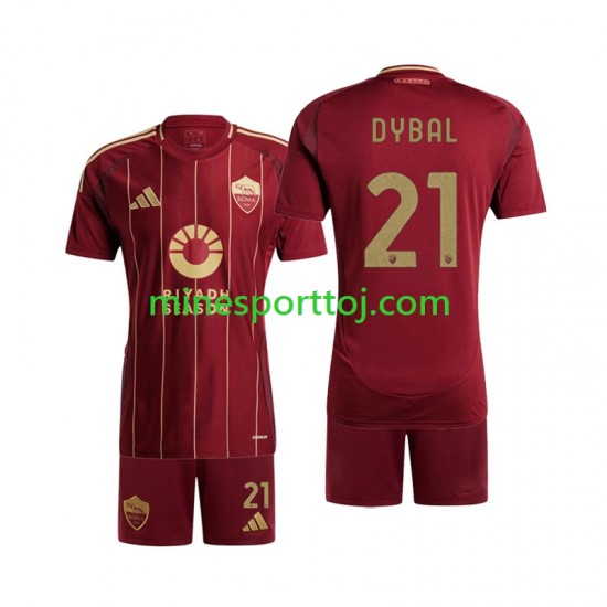 AS Roma Paulo Dybala 21 Børne Hjemmebane Fodboldtrøje 2024-2025 Lange Ærmer
