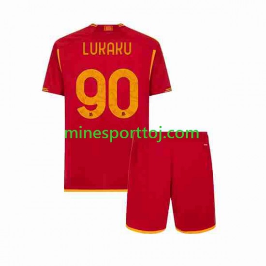 AS Roma Romelu Lukaku 90 Børne Hjemmebane Fodboldtrøje 2023-2024 Lange Ærmer