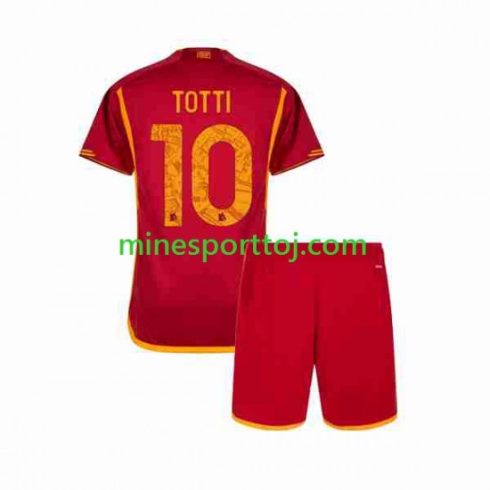 AS Roma Totti 10 Børne Hjemmebane Fodboldtrøje 2023-2024 Lange Ærmer