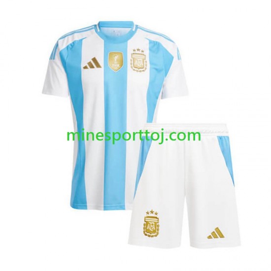 Argentina Copa America 2024 Børne Hjemmebane Fodboldtrøje Lange Ærmer