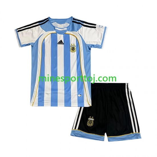 Argentina 2006 Børne Retro Hjemmebane Fodboldtrøje Lange Ærmer