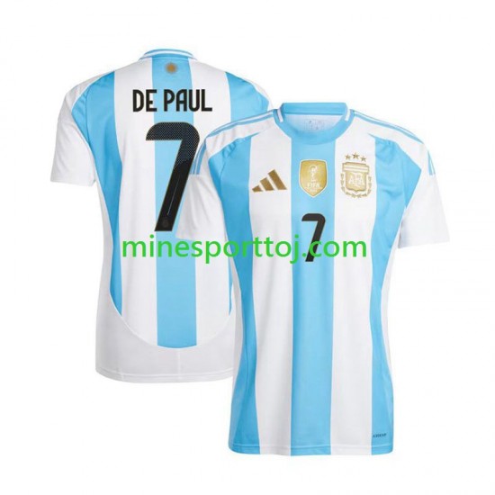 Argentina De Paul 7 Copa America 2024 Herre Hjemmebane Fodboldtrøje Lange Ærmer