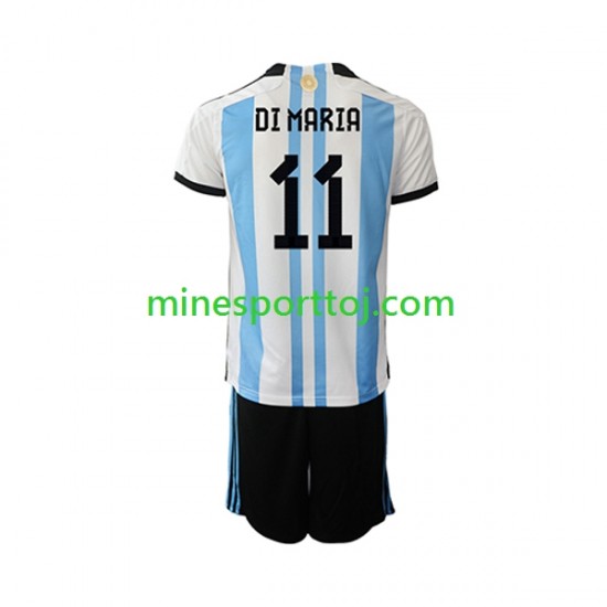 Argentina Di Maria 11 Børne Hjemmebane Fodboldtrøje VM 2022 Lange Ærmer