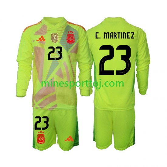 Argentina Målmand Emiliano Martinez 23 2024 Børne Udebane Fodboldtrøje med Korte Ærmer