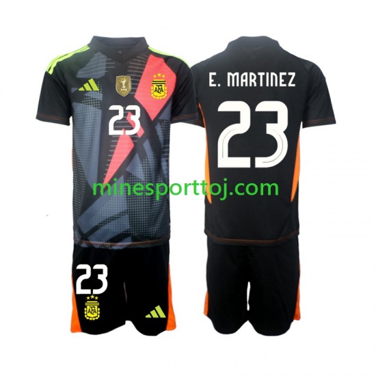 Argentina Målmand Emiliano Martinez 23 2024 Børne Hjemmebane Fodboldtrøje Lange Ærmer