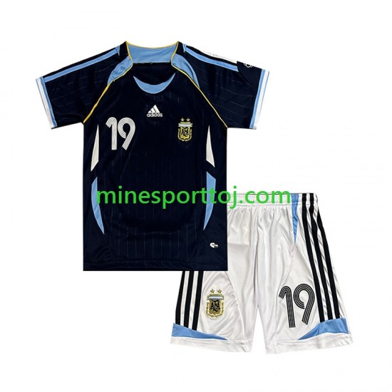 Argentina Lionel Messi 19 2006 Børne Retro Udebane Fodboldtrøje Lange Ærmer