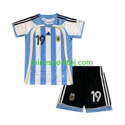 Argentina Lionel Messi 19 2006 Børne Retro Hjemmebane Fodboldtrøje Lange Ærmer