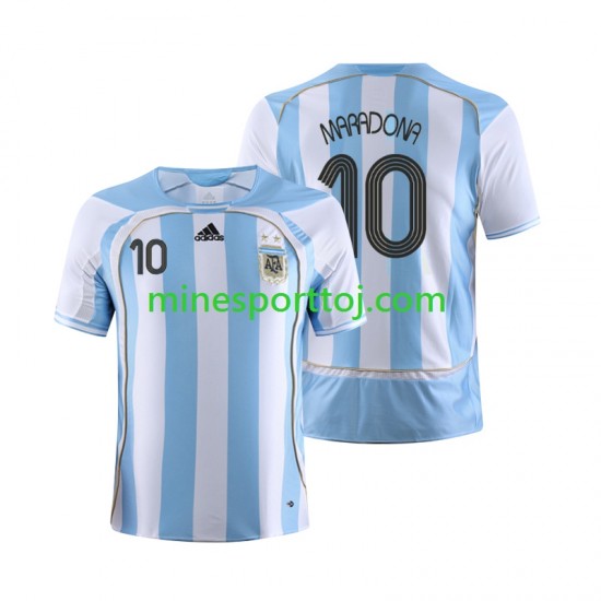 Argentina Maradona 10 2006 Herre Retro Hjemmebane Fodboldtrøje Lange Ærmer