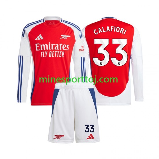 Arsenal Riccardo Calafiori 33 Børne Hjemmebane Fodboldtrøje 2024-2025 med Korte Ærmer