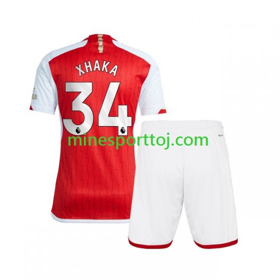Arsenal Xhaka 34 Børne Hjemmebane Fodboldtrøje 2023-2024 Lange Ærmer