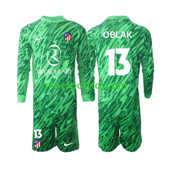 Atlético Madrid Målmand Jan Oblak 13 Børne Udebane Fodboldtrøje 2024-2025 med Korte Ærmer