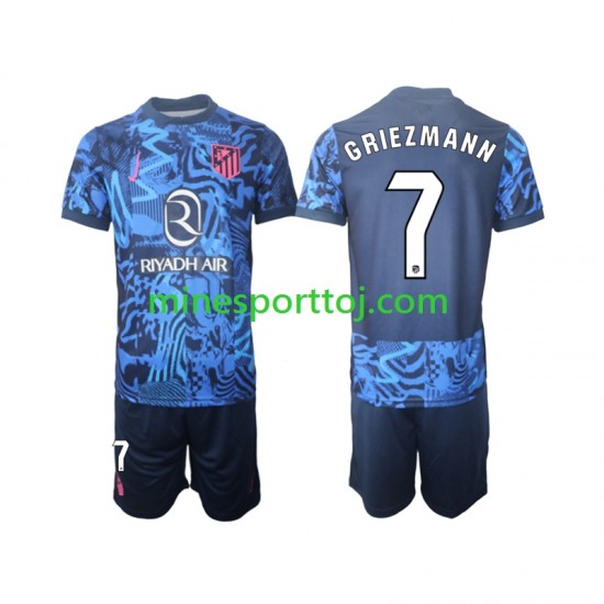 Atlético Madrid Griezmann 7 Børne Tredje Fodboldtrøje 2024-2025 Lange Ærmer