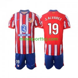 Atlético Madrid J.Alvarez 19 Børne Hjemmebane Fodboldtrøje 2024-2025 Lange Ærmer