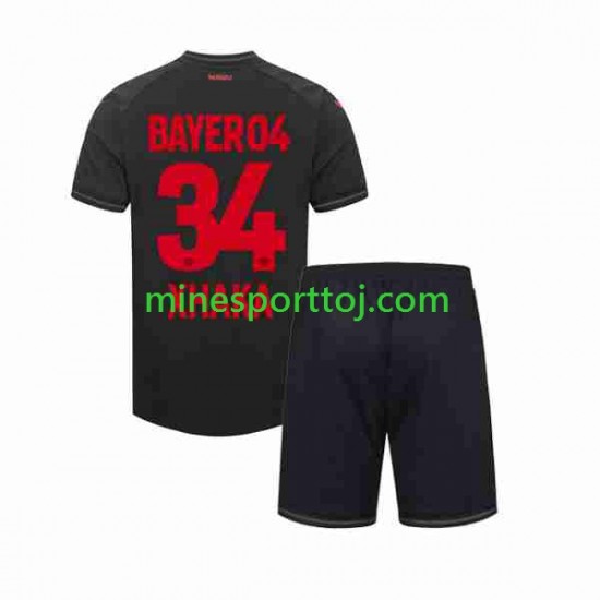 Bayer 04 Leverkusen Granit Xhaka 34 Børne Hjemmebane Fodboldtrøje 2023-2024 Lange Ærmer