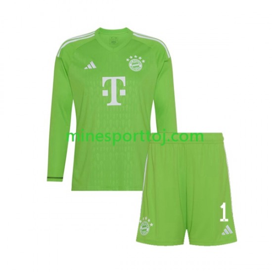 FC Bayern München Målmand Manuel Neuer 1 Børne Udebane Fodboldtrøje 2023-2024 med Korte Ærmer
