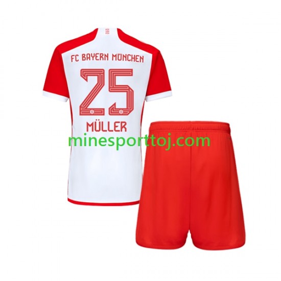 FC Bayern München Thomas Muller 25 Børne Hjemmebane Fodboldtrøje 2023-2024 Lange Ærmer