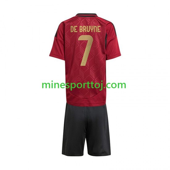 Belgien De Bruyne 7 Euro 2024 Børne Hjemmebane Fodboldtrøje Lange Ærmer