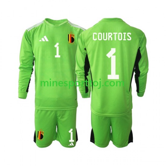 Belgien Målmand Courtois 1 2021-2022 Børne Hjemmebane Fodboldtrøje med Korte Ærmer