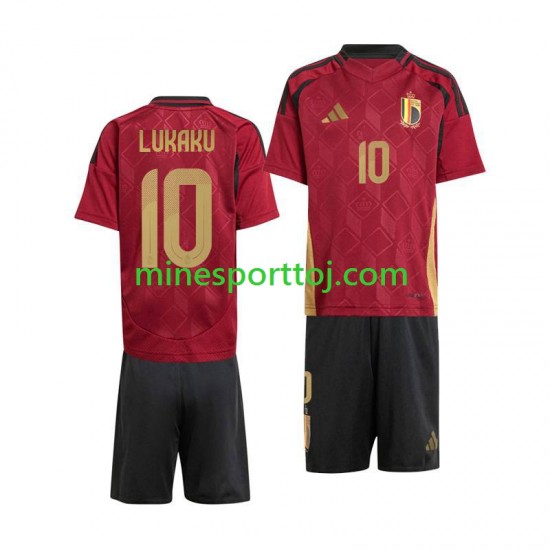 Belgien Romelu Lukaku 10 Euro 2024 Børne Hjemmebane Fodboldtrøje Lange Ærmer