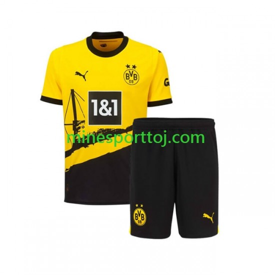 Borussia Dortmund Børne Hjemmebane Fodboldtrøje 2023-2024 Lange Ærmer